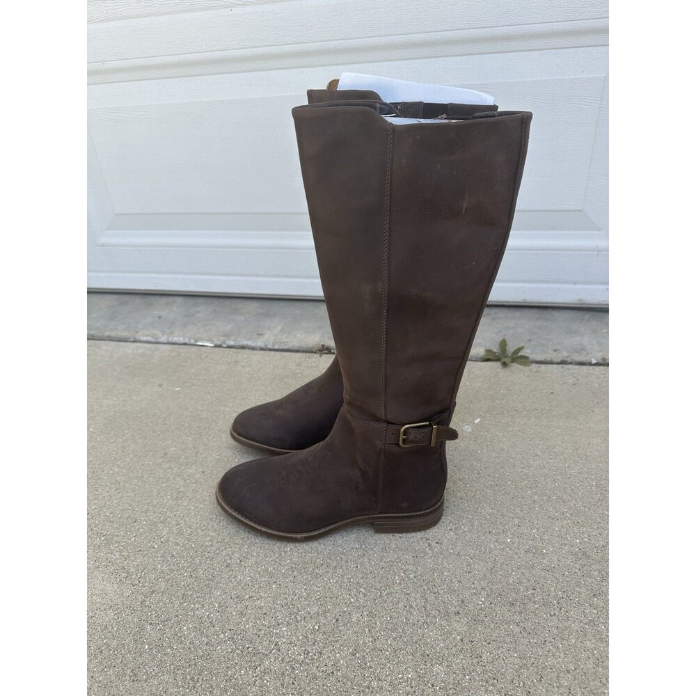 Clarks Camzin Branch Dark Brown Knee High Zip Up Boots Women's Sz 6.5 W